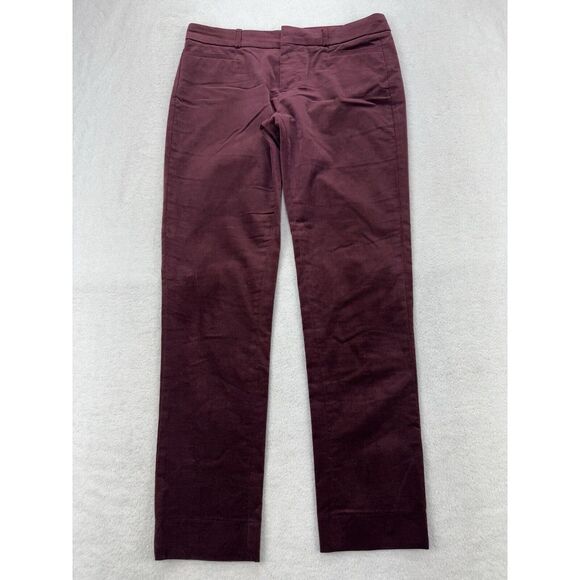 BANANA REPUBLIC Sloan Velvet Pants Women 2 Burgundy Stretch Classy Holiday - Picture 1 of 9